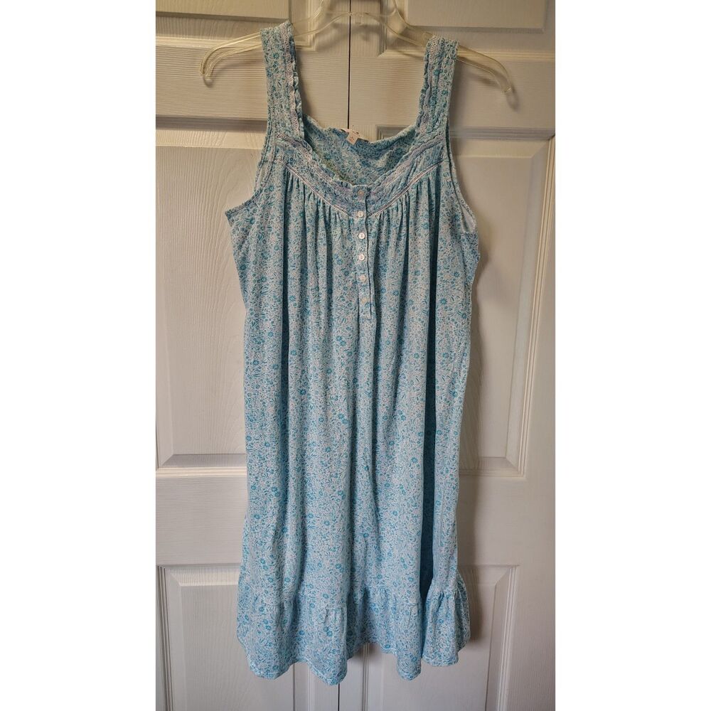 Secret Treasures Women's Sleeveless Ruffle Nightgown - Blue Floral - Size XL